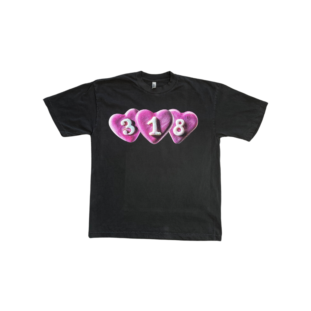 Hearts Tee Vintage Black | 318studios - 318studios